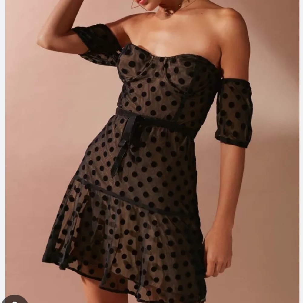 Dotty off the shoulder dress